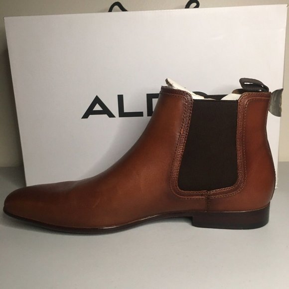 ALDO CHELSEA LEATHER BOOTS PORTERS BROWN MENS SIZE 7.5 - Picture 3 of 16